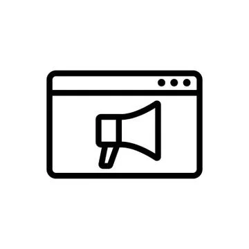 Megaphone, browser icon vector. Isolated contour symbol illustration Stock Illustration