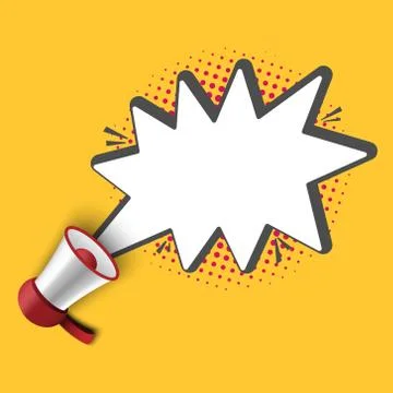 Megaphone with bubble speech template for advertisment, vector illustration Stock Illustration
