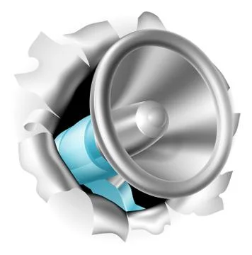 Megaphone Bursting Through Background Stock Illustration