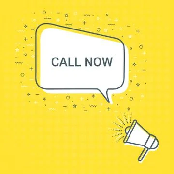 Megaphone With Call Now Speech Bubble. Loudspeaker. Illustrations For Promotion Stock Illustration