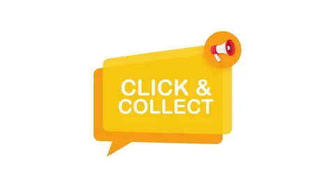 Megaphone click and collect banner. Flat style. Website Motion graphics icon Stock Footage 196872243