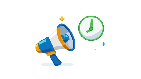 Megaphone With Clock Representing Announcements, Vídeo Stock 346170636