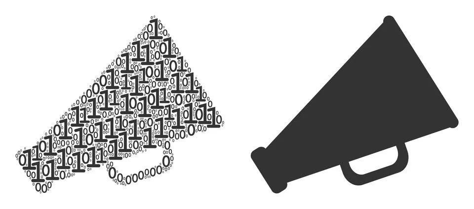 Megaphone Collage of Binary Digits Stockillustratie