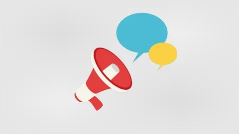 Megaphone with Colorful Speech Bubbles Communication Concept on Black Background Stock Footage 339768641