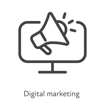 Megaphone on computer screen digital marketing symbol Stock Illustration