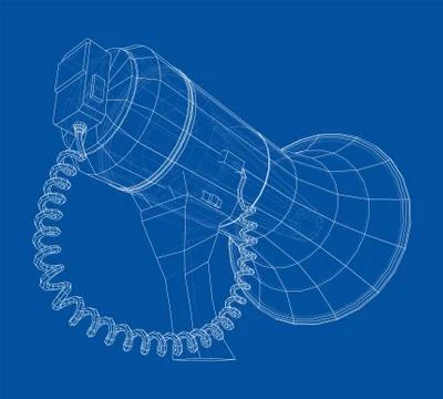 Megaphone concept outline. Vector Stock Illustration