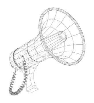 Megaphone concept outline. Vector Stock Illustration