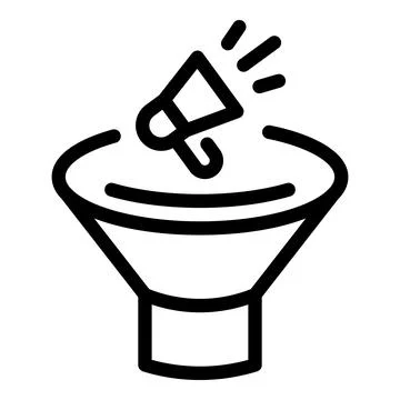 Megaphone conversion funnel icon, outline style イラスト素材
