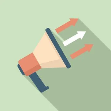 Megaphone conversion rate icon, flat style 스톡 일러스트