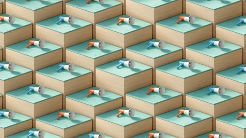 Megaphone On Cubes Abstract Background Looped 4K V2 Video stock 348527878