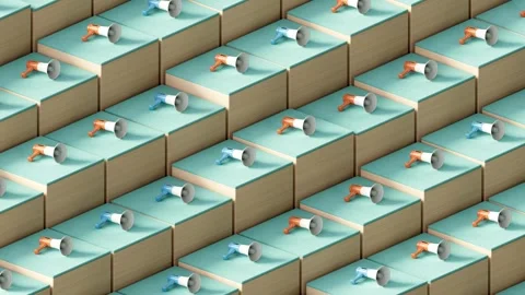 Megaphone On Cubes Abstract Background Looped 4K Video stock 348528015