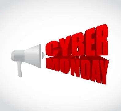 Megaphone cyber monday 3d text message Stock Illustration