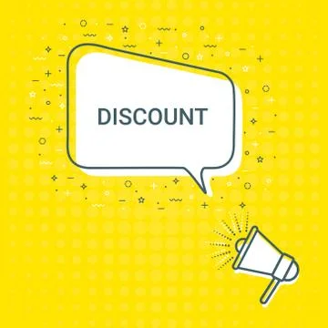 Megaphone With Discount Speech Bubble. Loudspeaker. Illustrations For Promotion Stock Illustration