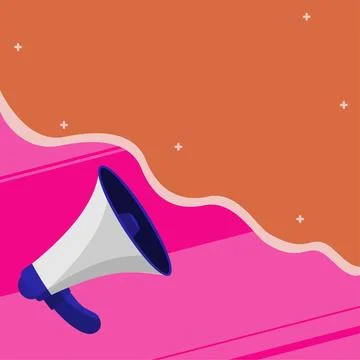 Megaphone Drawing With Conversation Bubble Showing New Announcement. Bullhorn Stock Illustration