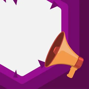 Megaphone Drawing With Conversation Bubble Showing New Announcement. Bullhorn イラスト素材