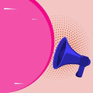 Megaphone Drawing With Conversation Bubble Showing New Announcement. Bullhorn イラスト素材