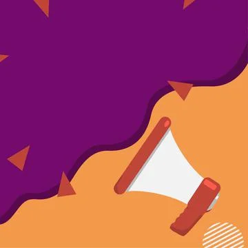 Megaphone Drawing With Conversation Bubble Showing New Announcement. Bullhorn イラスト素材