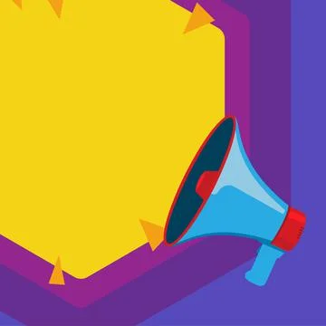Megaphone Drawing With Conversation Bubble Showing New Announcement. Bullhorn Illustrazione stock