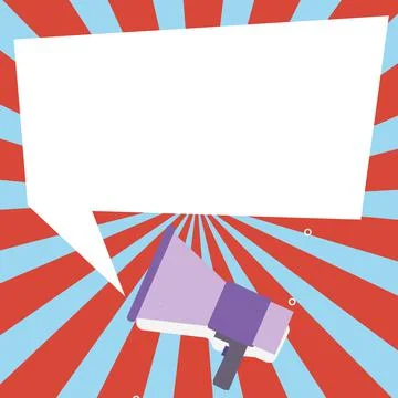 Megaphone Drawing With Conversation Bubble Showing New Announcement. Bullhorn Stock Illustration