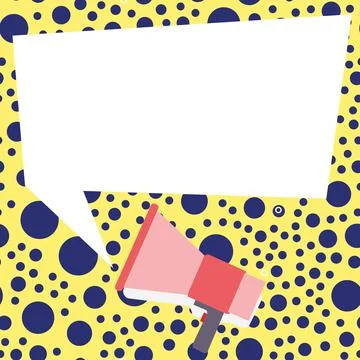 Megaphone Drawing With Conversation Bubble Showing New Announcement. Bullhorn イラスト素材