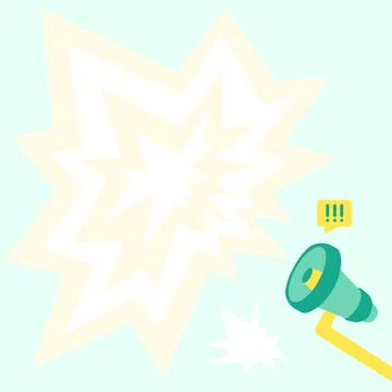 Megaphone Drawing With Large Sparking Chat Cloud Making Loud Announcement Stock Illustration