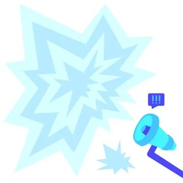 Megaphone Drawing With Large Sparking Chat Cloud Making Loud Announcement Stock Illustration