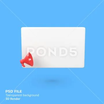 Megaphone with empty sign isolated 3d render icon illustration PSD Template