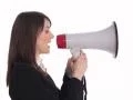 Megaphone executive. SD. Footage