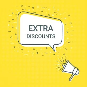 Megaphone With Extra Discounts Speech Bubble. Loudspeaker. Illustrations For Stock Illustration