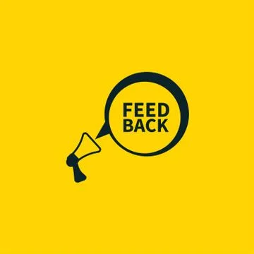 Megaphone with feedback bubble. Vector flat icon, loudspeaker Illustrazione stock