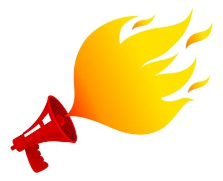 Megaphone with fire Stock Illustration