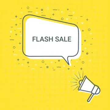 Megaphone With Flash Sale Speech Bubble. Loudspeaker. Illustrations For Stock Illustration