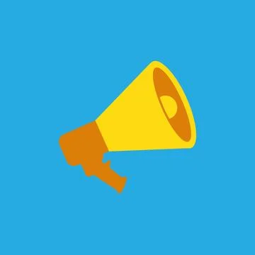 Megaphone flat icon. Loudspeaker vector illustration on blue background Stockillustratie