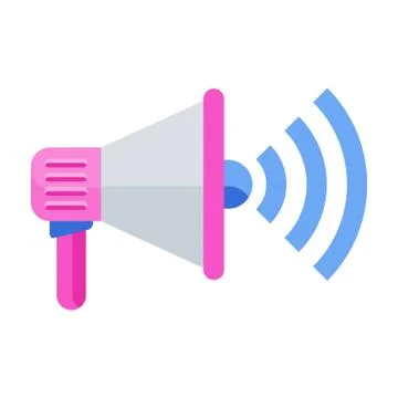 Megaphone Flat vector cartoon illustration. Marketing communications Stock Illustration