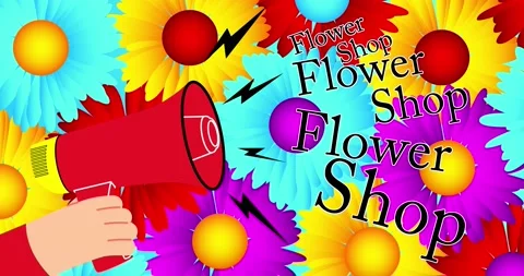 Megaphone with Flower Shop text Stock Footage 172011513