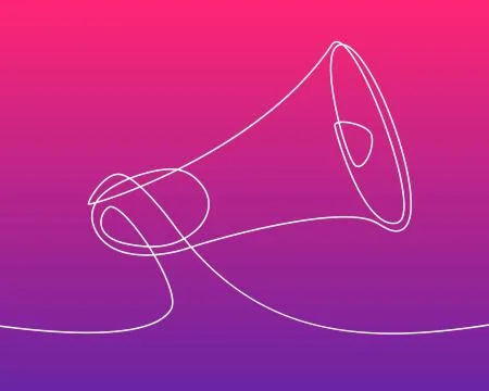 Megaphone on gradient background, which shares the message about ongoing event. Stock Illustration
