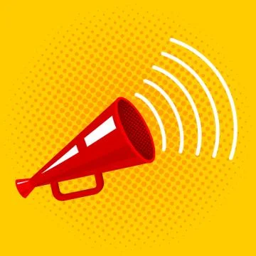 Megaphone on halftone background. Illustrazione stock