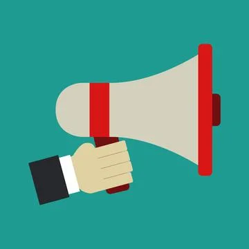 Megaphone in hand illustrated on background Stock Illustration