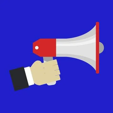 Megaphone in hand illustrated on background Ilustración de archivo