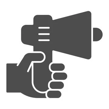 Megaphone in hand solid icon, retro concept, hand holding megaphone sign on イラスト素材