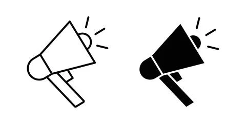 Megaphone icon in black and white. vector icon pack for websites Stock Illustration