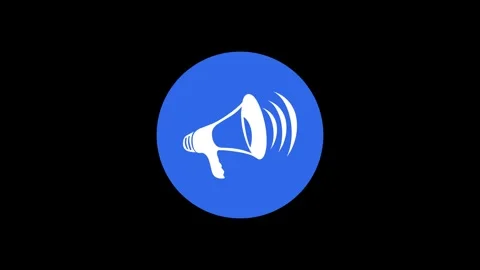 Megaphone icon blue color simple shape circle animation black background Vidéo 279006483