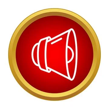 Megaphone icon broadcasting announcement on red circular button Stock Illustration