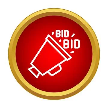 Megaphone icon broadcasting bids for an auction Stock Illustration