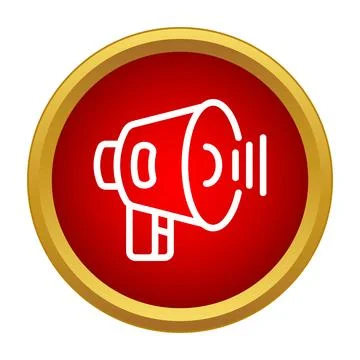 Megaphone icon broadcasting important announcement on a red background Stock Illustration