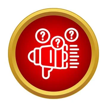 Megaphone icon broadcasting questions and searching answers Stock Illustration