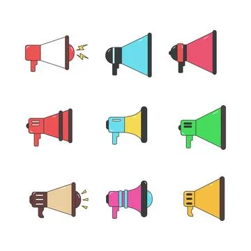 Megaphone icon collection. flat style elements. cartoon isolated illustration イラスト素材