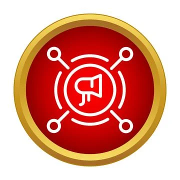 Megaphone icon distributing information in a red circle Stock Illustration