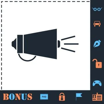 Megaphone icon flat Stock Illustration