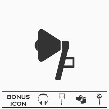 Megaphone icon flat. Stock Illustration